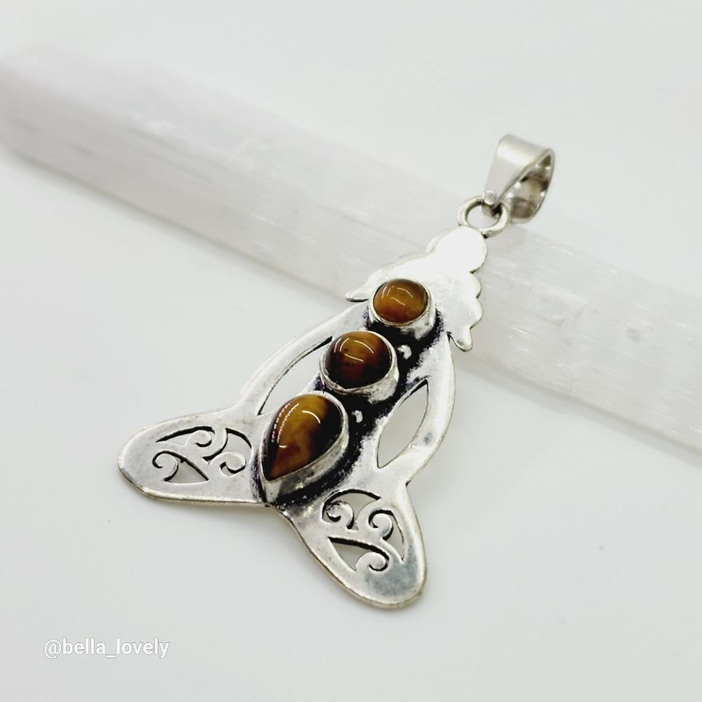 Tiger Eye Ethnic Handmade Pendant Jewelry 1.8" Yoga Meditate